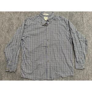 L.L. Bean Mens XL Blue Checkered Long Sleeve Button Down Shirt Wrinkle Resistant